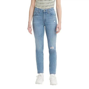 Levi's  Distressed Light Wash 724 High Rise Straight Jeans